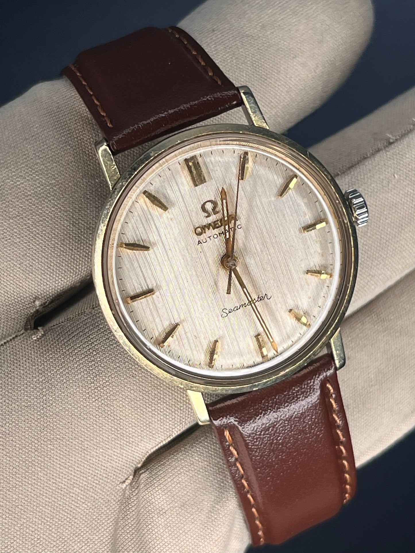 Omega Seamaster 1961 - brushed metal dial - linen