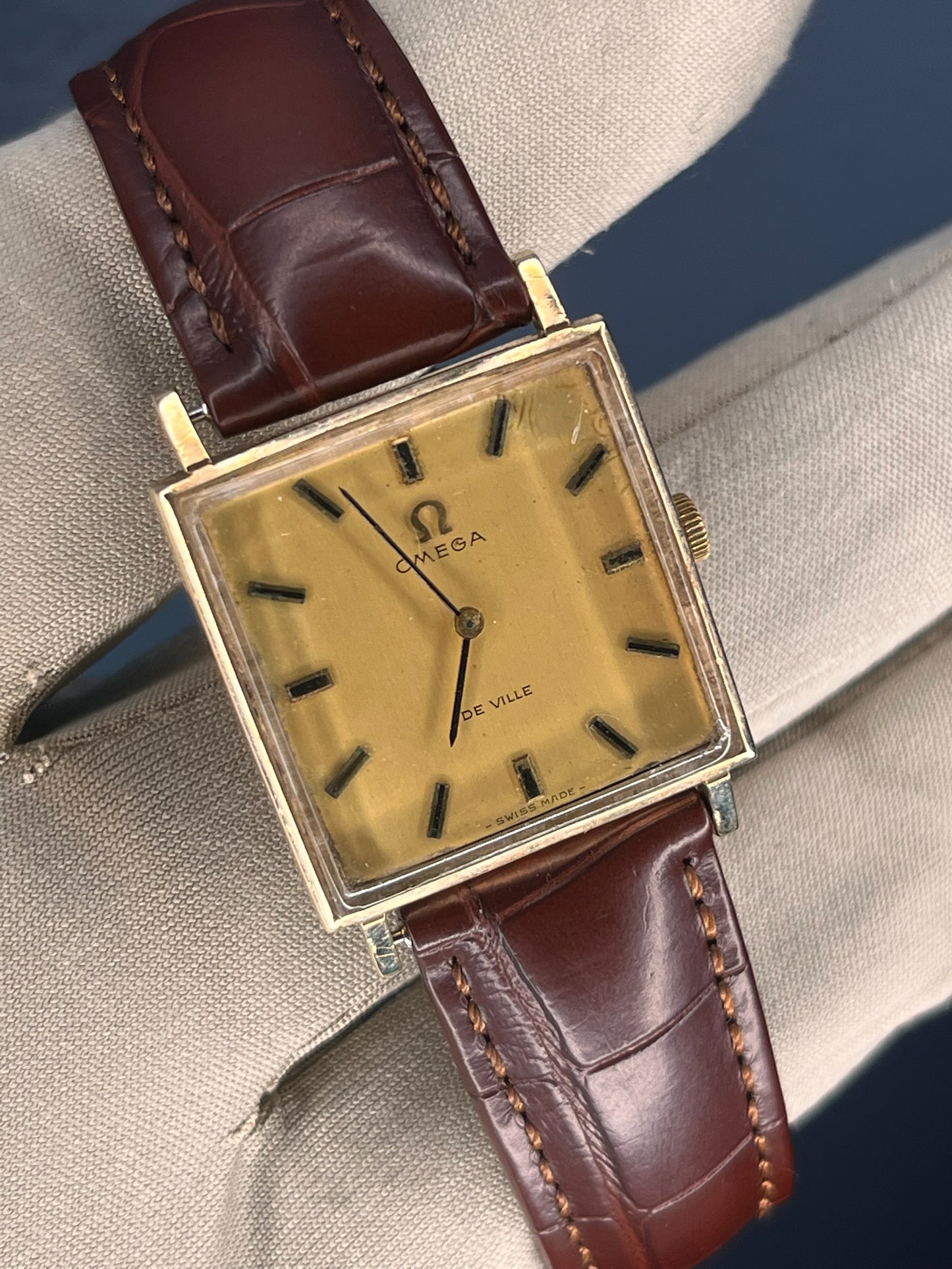 Omega Deville 9ct square Dial